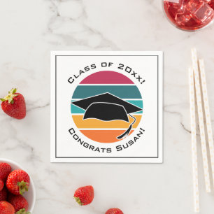Retro Abschluss Graduate Cap Mortarboard Serviette