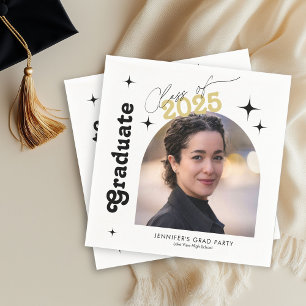 Retro-Abschlussklasse 2026 Foto-Abschluss Serviette