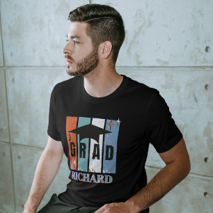 Retro-Abschlussmütze Junge nostalgischer Absolvent T-Shirt