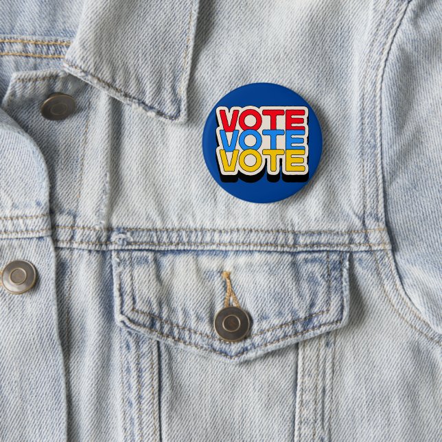 Retro Abstimmung Rot, Gelb und Blau Patriotisch Button (Beispiel)