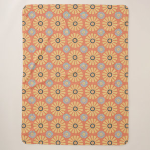 Retro Abstrablau und Orange Daisies Muster Sherpadecke