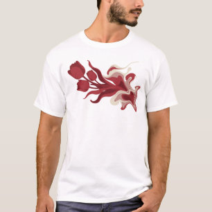 Retro ABSTRACT BLUMEN Künstlerischer Ausdruck T-Shirt