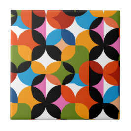 Retro Abstract Pattern Bold Mid Century Modern  Fliese