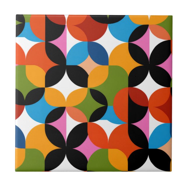 Retro Abstract Pattern Bold Mid Century Modern  Fliese (Vorderseite)