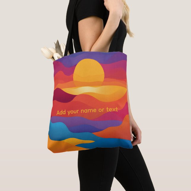 Retro-abstracte wellige Sonnenuntergangs-Custom-Na Tasche (Von Nahem)