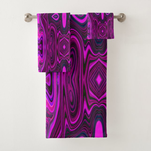 Rétro Abstrait Hot Pink et Magenta Motif (En situation)