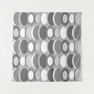 Retro Abstrakt Art Circles Grau Wandteppich