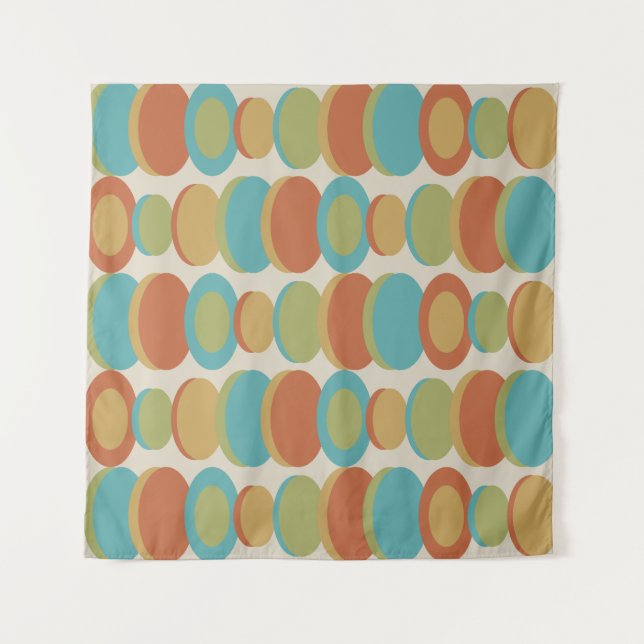 Retro Abstrakt Art Circles Multicologe Wandteppich (Vorderseite)