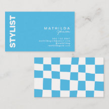 Retro Abstrakt Blue White Checkerboard Künstlerisc