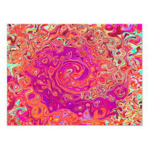 Retro Abstrakt Coral und Lila Marmorwirbel Fotodruck