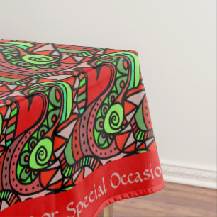 Retro Abstrakt Doodle Red Hearts Romantisches Must Tischdecke