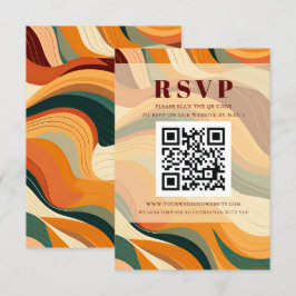 Retro Abstrakt Earthy Terracotta Orange QR CODE RSVP Karte