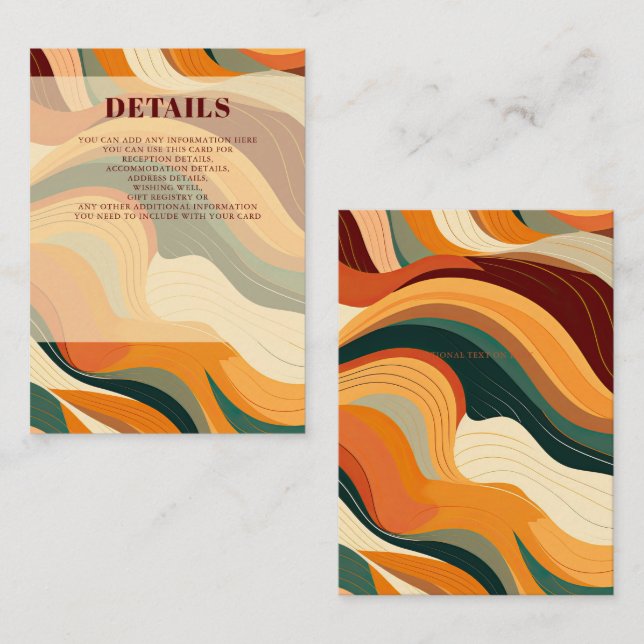 Retro Abstrakt Earthy Terracotta Orange Wedding Begleitkarte (Vorne/Hinten)