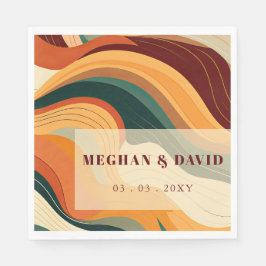 Retro Abstrakt Earthy Terracotta Orange Wedding Serviette
