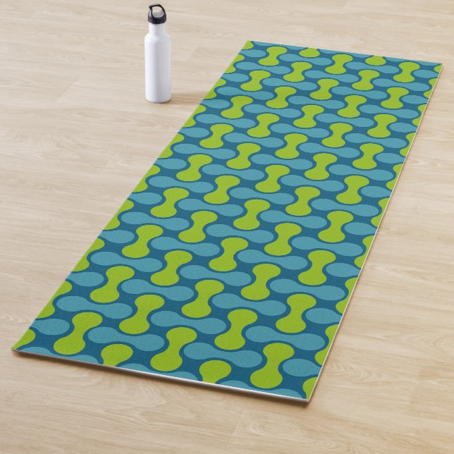Retro Abstrakt geometrisches Muster in Blau und Gr Yogamatte (Beispiel)