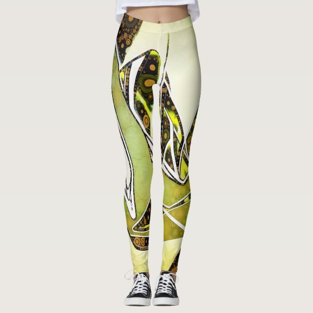 Retro Abstrakt Graffiti Geometric Urban Hand Leggings (Vorderseite)