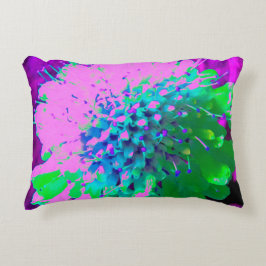 Retro Abstrakt Magenta und Limettengrüne Blume Dekokissen