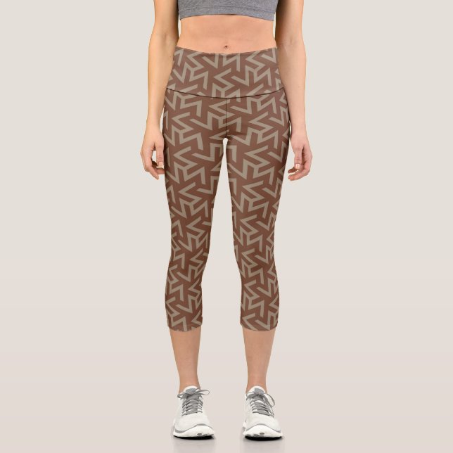 Retro Abstrakt Mitte des Jahrhunderts Modernes Mus Capri Leggings (Vorderseite)