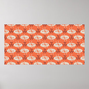 Retro abstrakt oval und sternenbester nahtloser Pa Poster