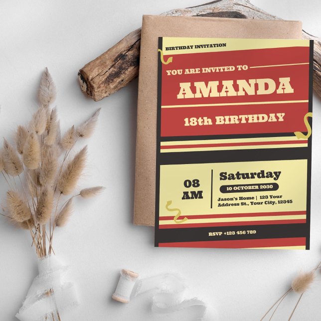 Retro Abstrakt Vintag 18. Geburtstag Einladung (Von Creator hochgeladen)