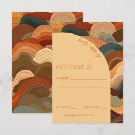 Retro Abstrakt Waves Terracotta Hochzeit RSVP Karte