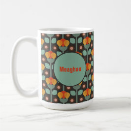 Retro Abstrakte Aquamarine Goldblume Kaffeetasse