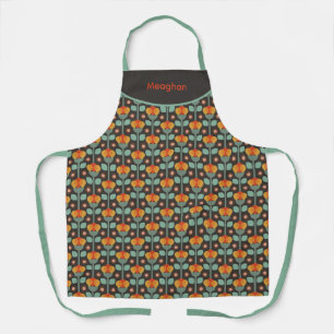 Retro Abstrakte Aquamarine Goldblume Schürze