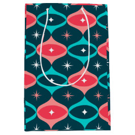 Retro Abstrakte Aquamarine und Korallengeschenktüt Mittlere Geschenktüte