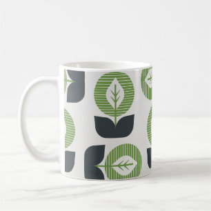 Retro Abstrakte Blätter: Nahtloser Vintager Stil Kaffeetasse