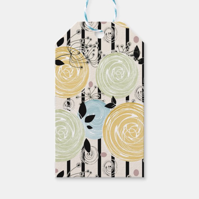 Retro, abstrakte Blume Geschenkanhänger (Vorderseite)