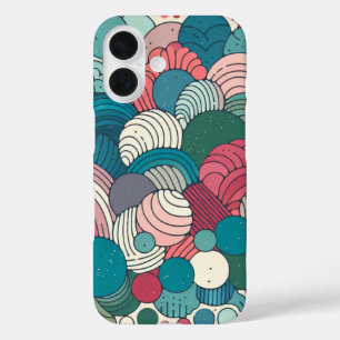 Retro abstrakte Farbpalette türkisfarbenes Muster iPhone 16 Hülle