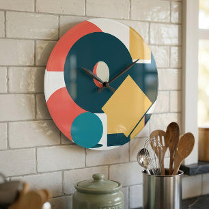 Retro Abstrakte Geometrische Risograph-Kunst-Desig Große Wanduhr