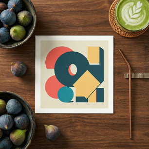 Retro Abstrakte Geometrische Risograph-Kunst-Desig Serviette