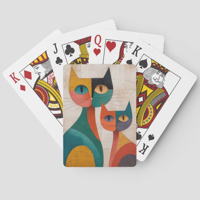 Retro Abstrakte Katzen Spielkarten (Rückseite)