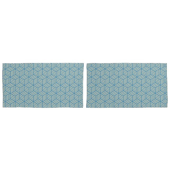 Retro Abstrakte optische Illusion Kubus Muster bla Kissenbezug (Vorderseite-Set)