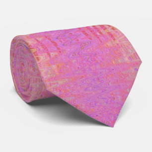 Retro Abstrakte Rosa- und Orangenquiggie-Linien Krawatte