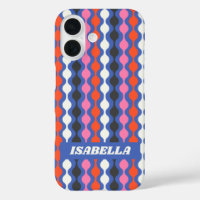 Retro Abstrakte Streifen Blau Rosa Personalisierte