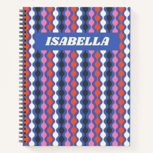 Retro Abstrakte Streifen Blau Rosa Personalisierte Notizbuch