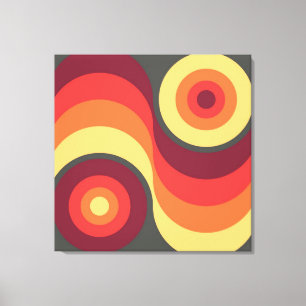 Retro Abstrakte Wavy Rainbow Squares Abstrakte Kun Leinwanddruck