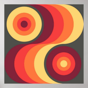 Retro Abstrakte Wavy Rainbow Squares Abstrakte Kun Poster