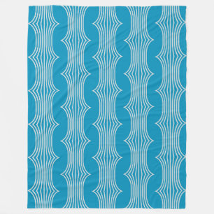 Retro Abstrakte Weiße Linien auf blauem Muster Fleecedecke