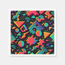 Retro Abstrakter 80er 90er Stil Napkins Serviette