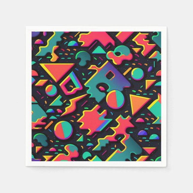 Retro Abstrakter 80er 90er Stil Napkins Serviette (Vorderseite)