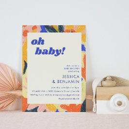 Retro Abstrakter botanischer Spaß Niedliche Babydu Einladung