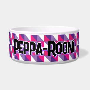 Retro Abstrakter Geometrischer Rosa Lila & Weiß Na Napf