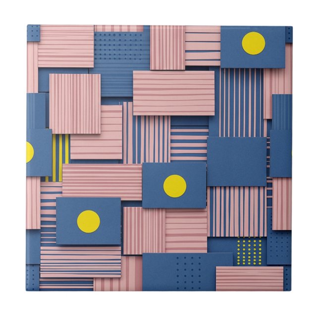 Retro-Abstrakter Pinselstrich (5) Fliese (Vorderseite)
