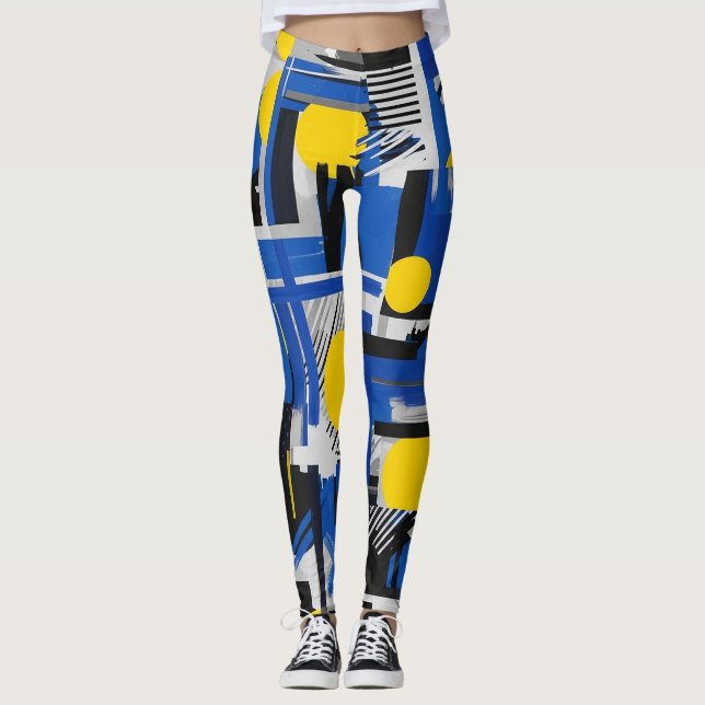 Retro Abstrakter Pinselstrich (7) Leggings (Vorderseite)