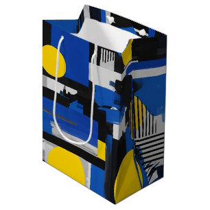 Retro Abstrakter Pinselstrich (7) Mittlere Geschenktüte