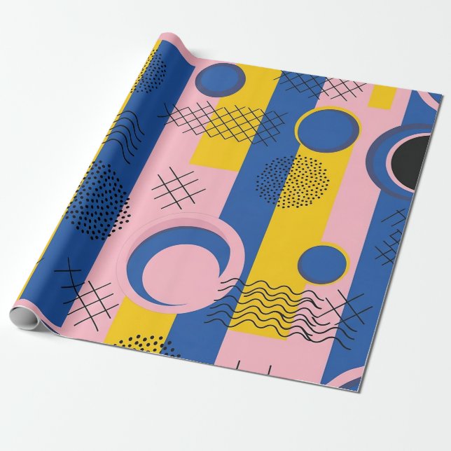 Retro Abstrakter Pinselstrich (9) Geschenkpapier (Ungerollt)