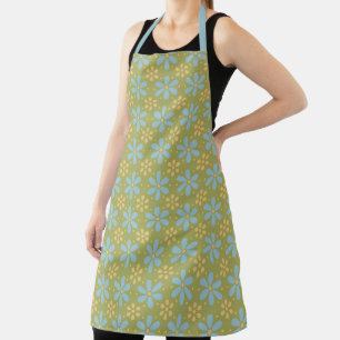Retro abstraktes blau-gelbes Blumenmuster Schürze